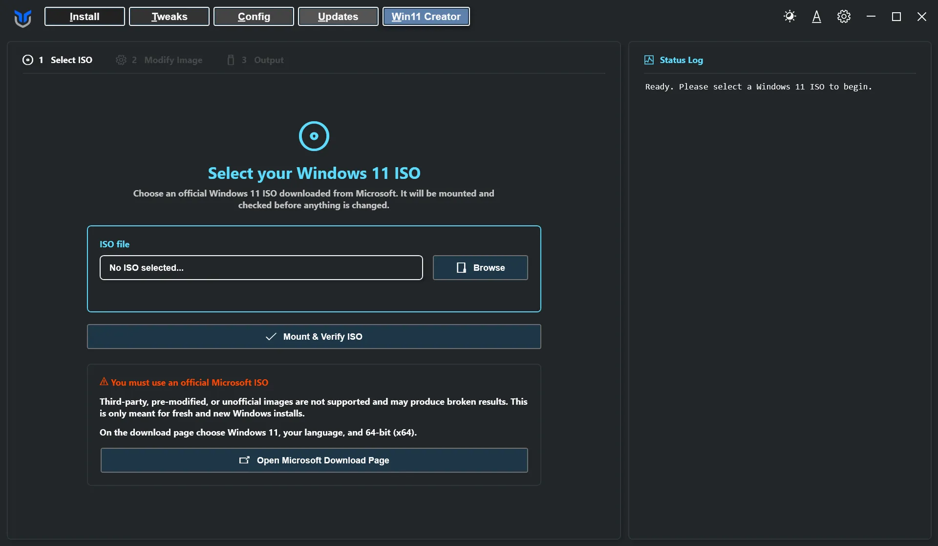 Win11 Creator tab in A$PECT UTILS